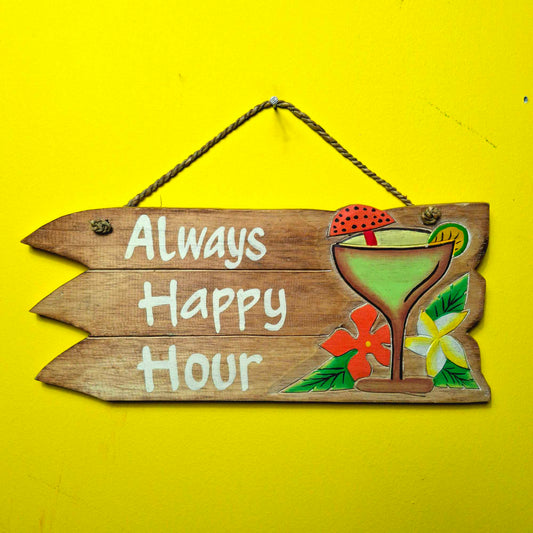 Cartello in legno Happy Hour freccia bar