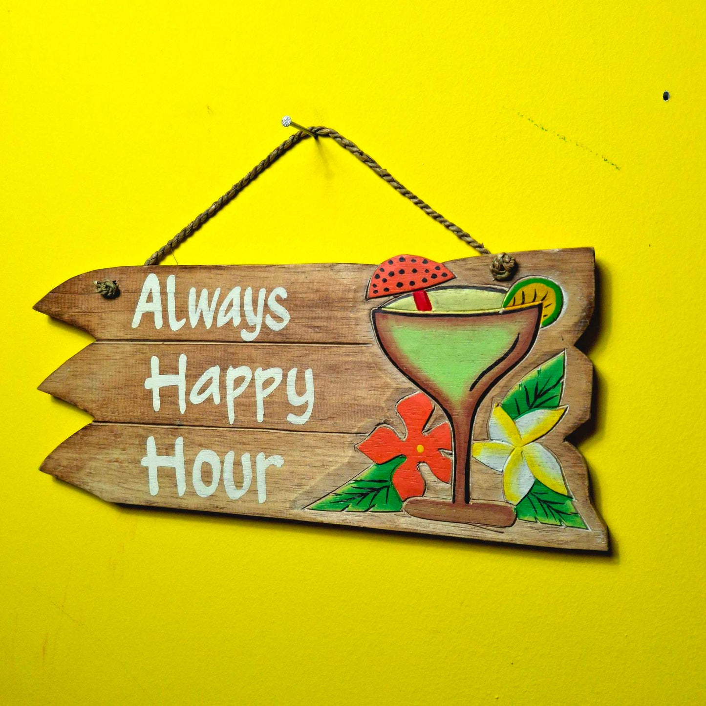 Cartello in legno Happy Hour freccia bar