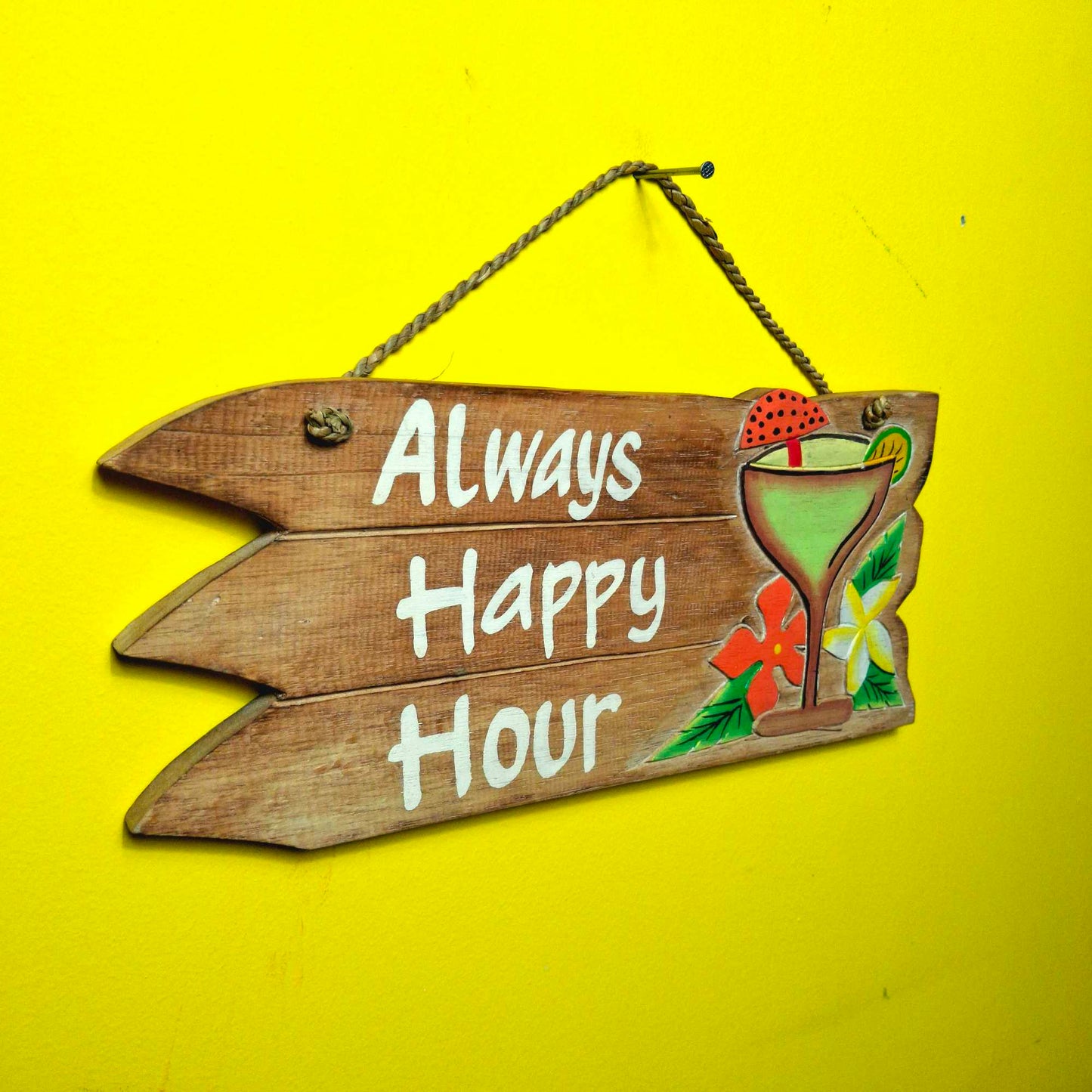 Cartello in legno Happy Hour freccia bar
