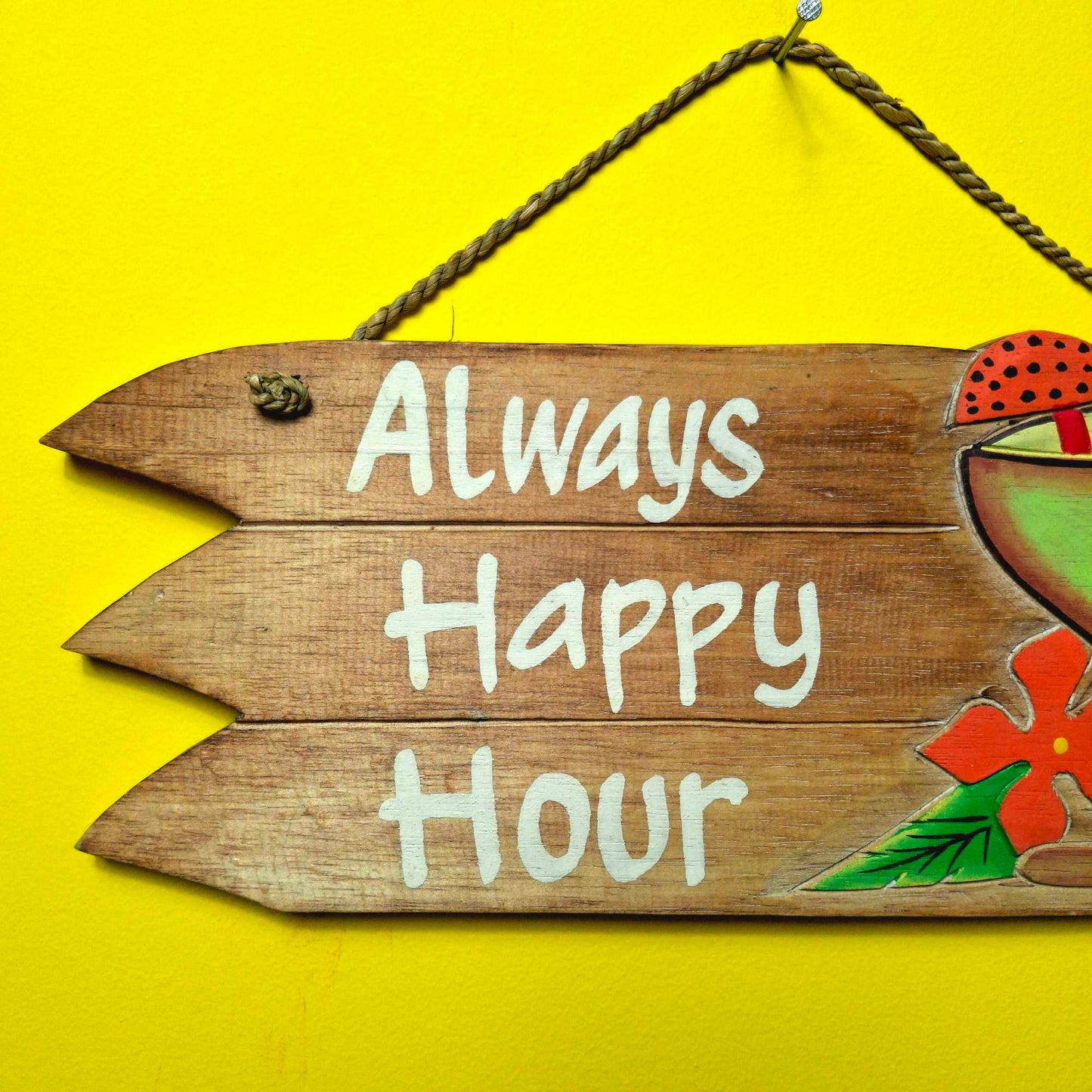 Cartello in legno Happy Hour freccia bar