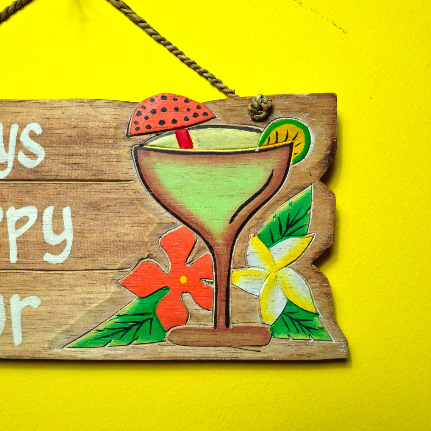 Cartello in legno Happy Hour freccia bar
