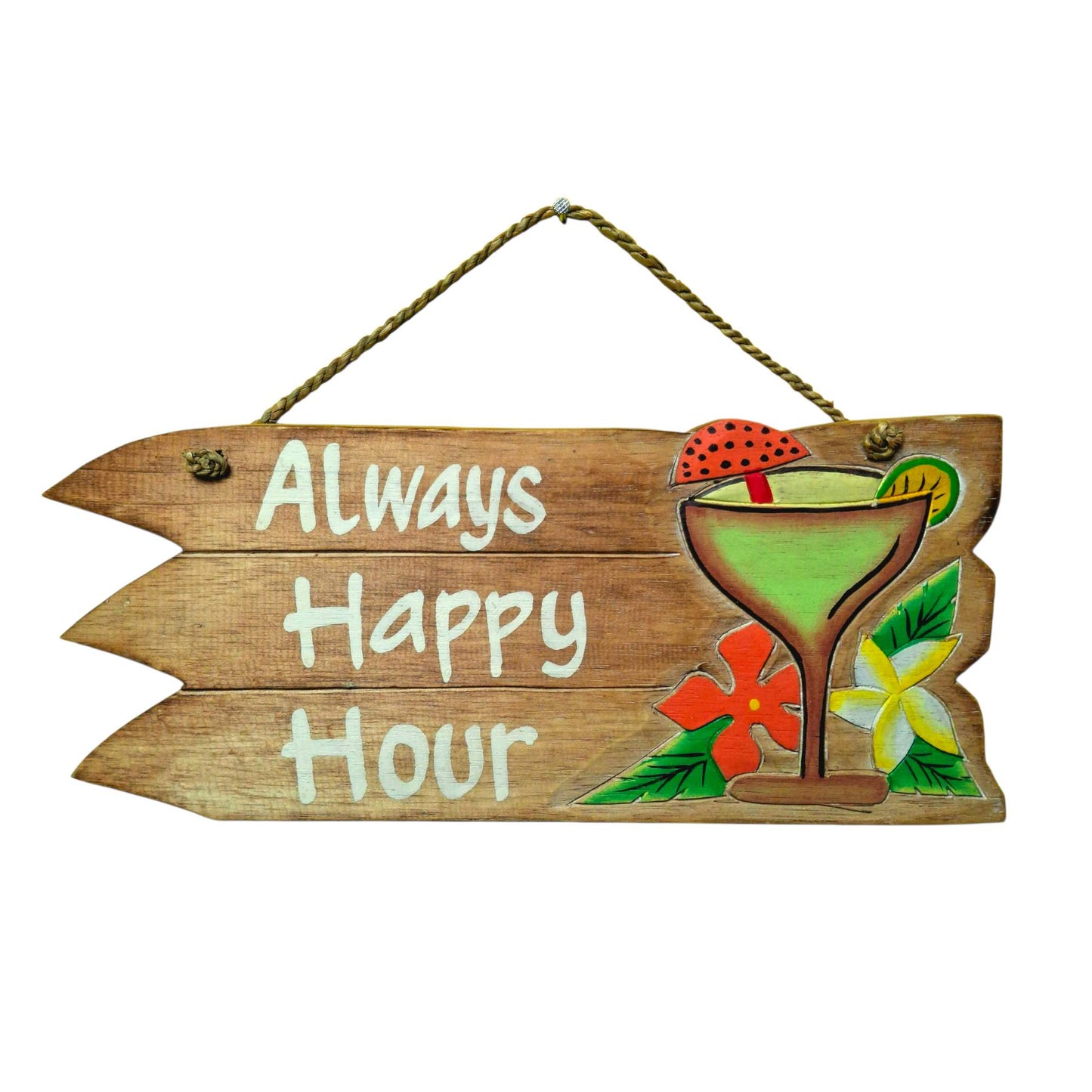 Cartello in legno Happy Hour freccia bar