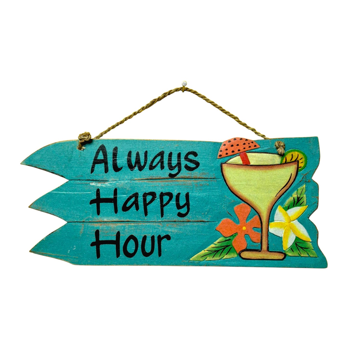 Cartello in legno forma di freccia Happy Hour bar in legno