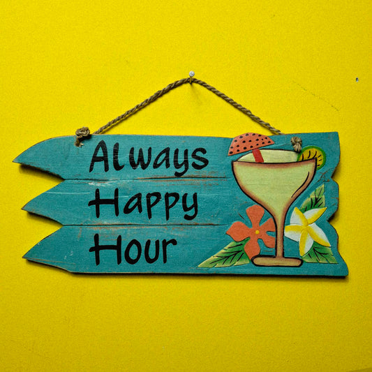 Cartello in legno forma di freccia Happy Hour bar in legno