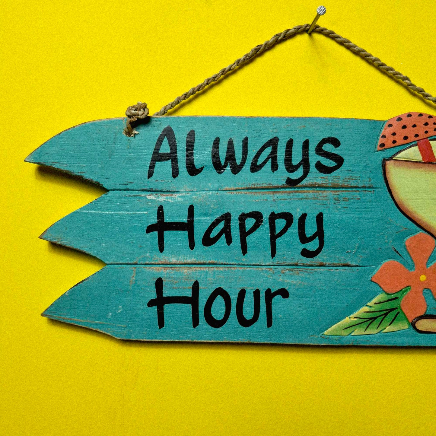 Cartello in legno forma di freccia Happy Hour bar in legno