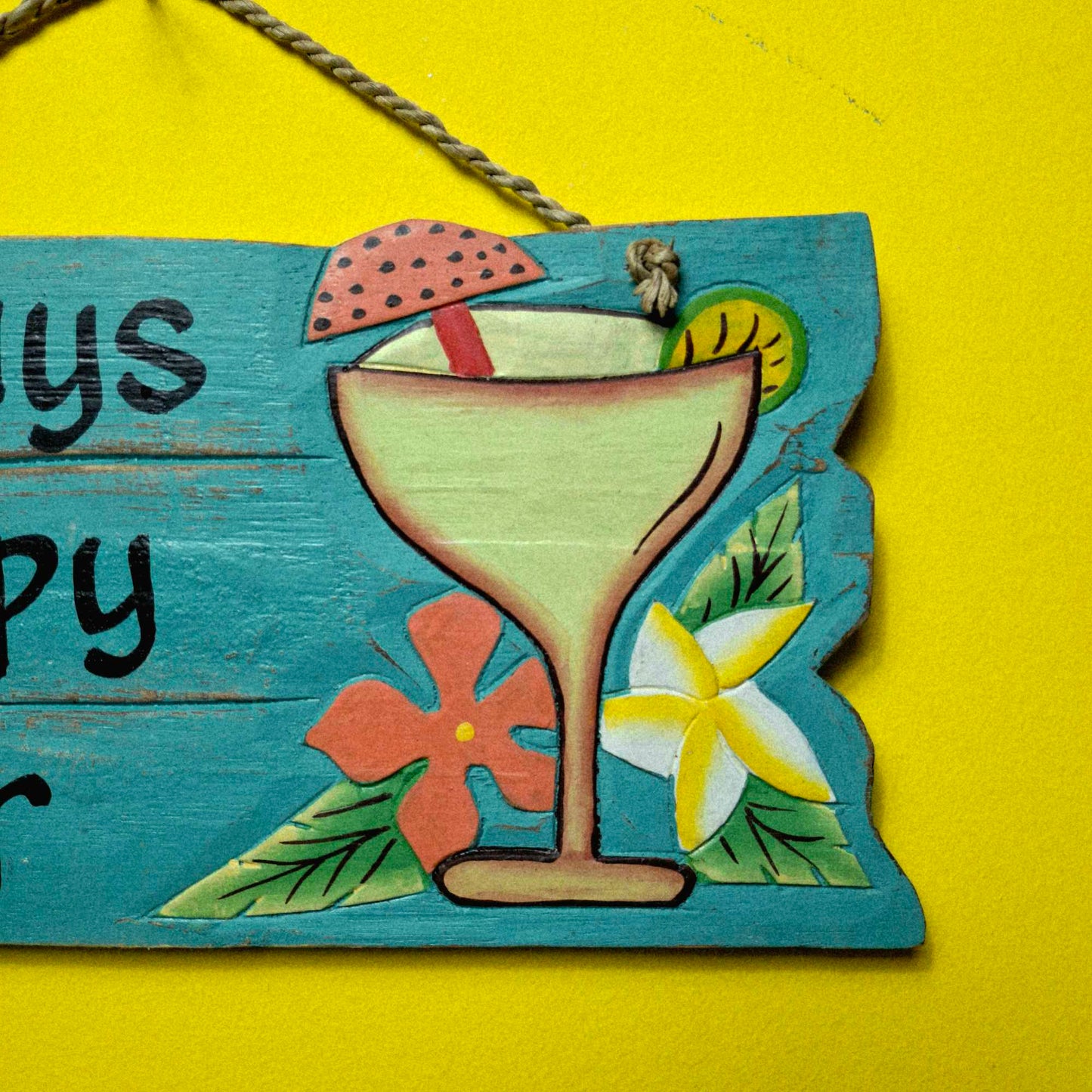 Cartello in legno forma di freccia Happy Hour bar in legno
