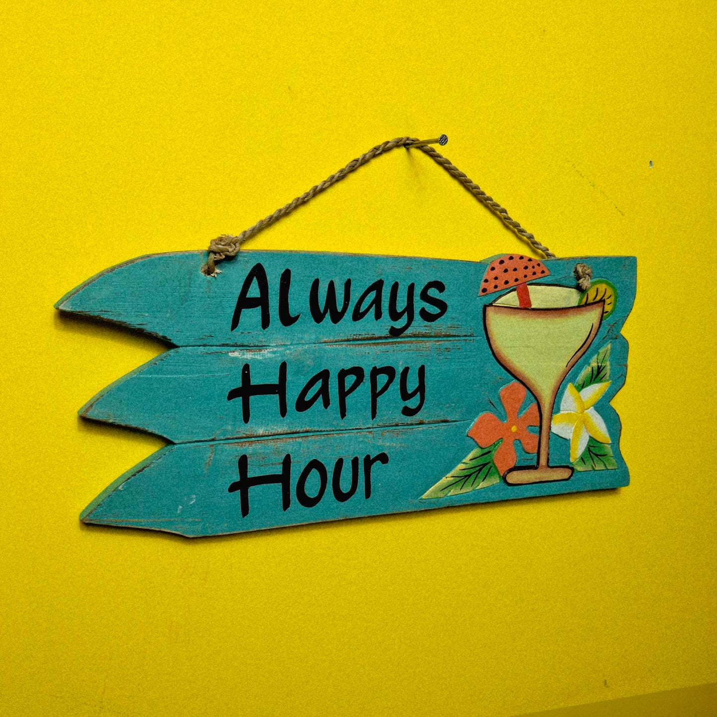 Cartello in legno forma di freccia Happy Hour bar in legno