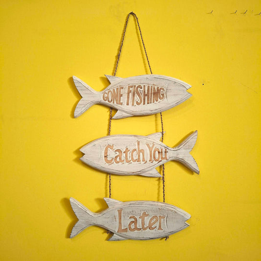 Cartello in legno forma di pesce stile marinaro