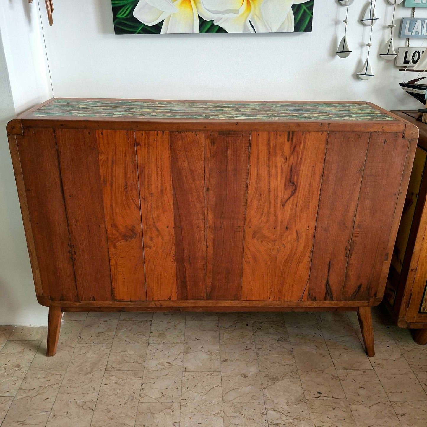 Cassettiera etnica modello scatolato in legno teak