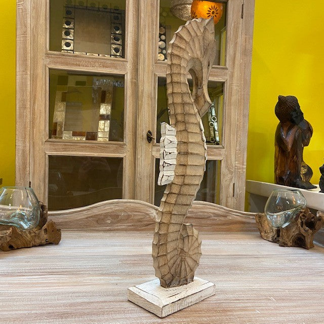 Cavalluccio marino arredo etnico scultura legno