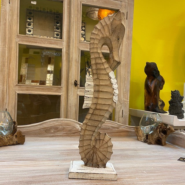 Cavalluccio marino arredo etnico scultura legno