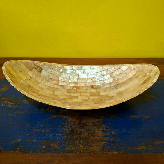 Centro tavola decorativo in madre perla dorato