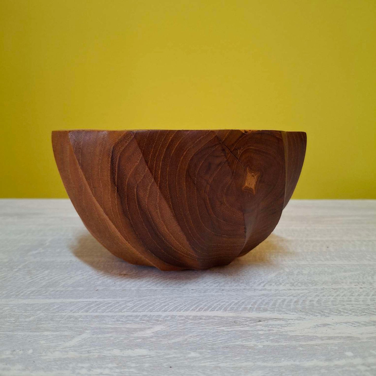Wooden spiral fruit bowl