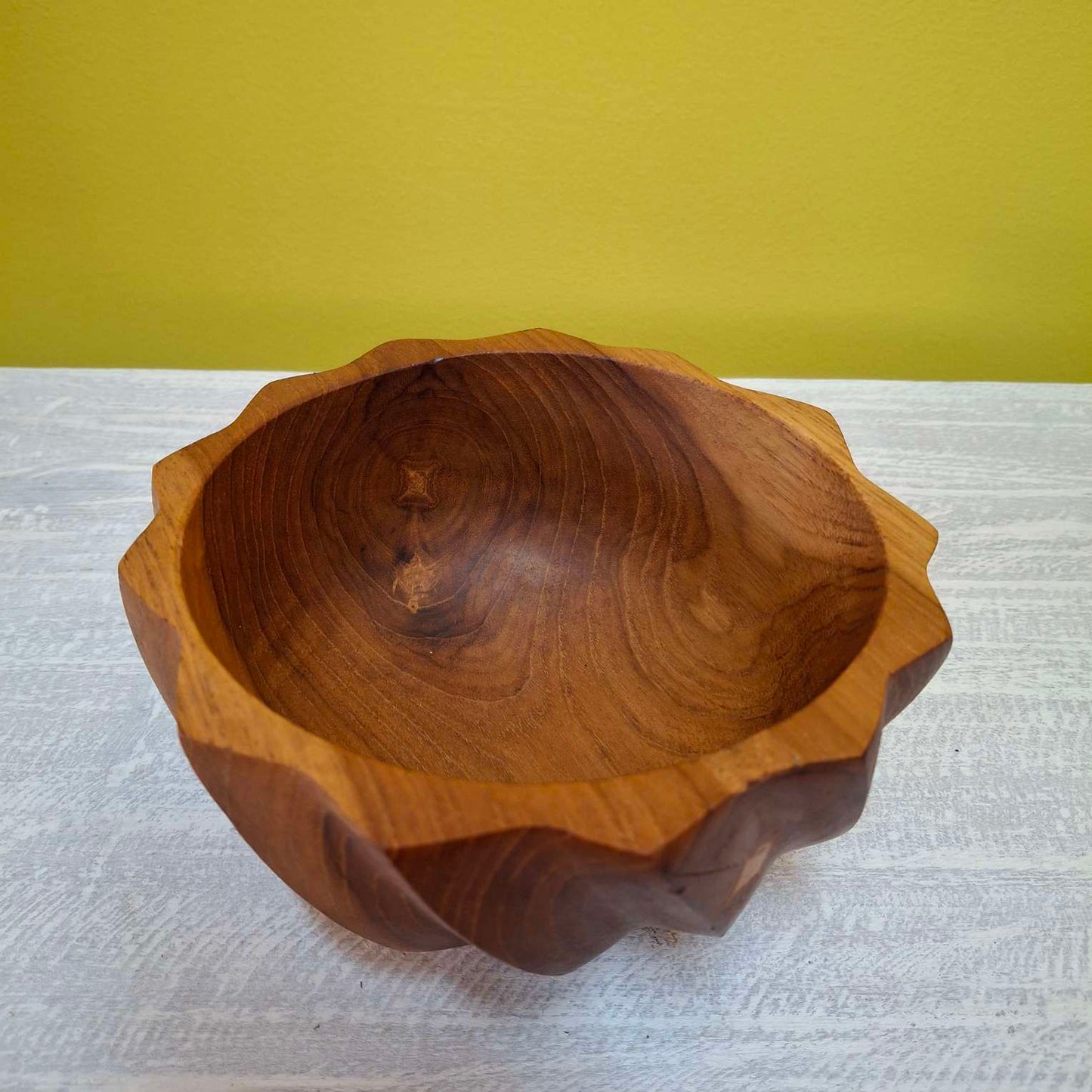 Wooden spiral fruit bowl