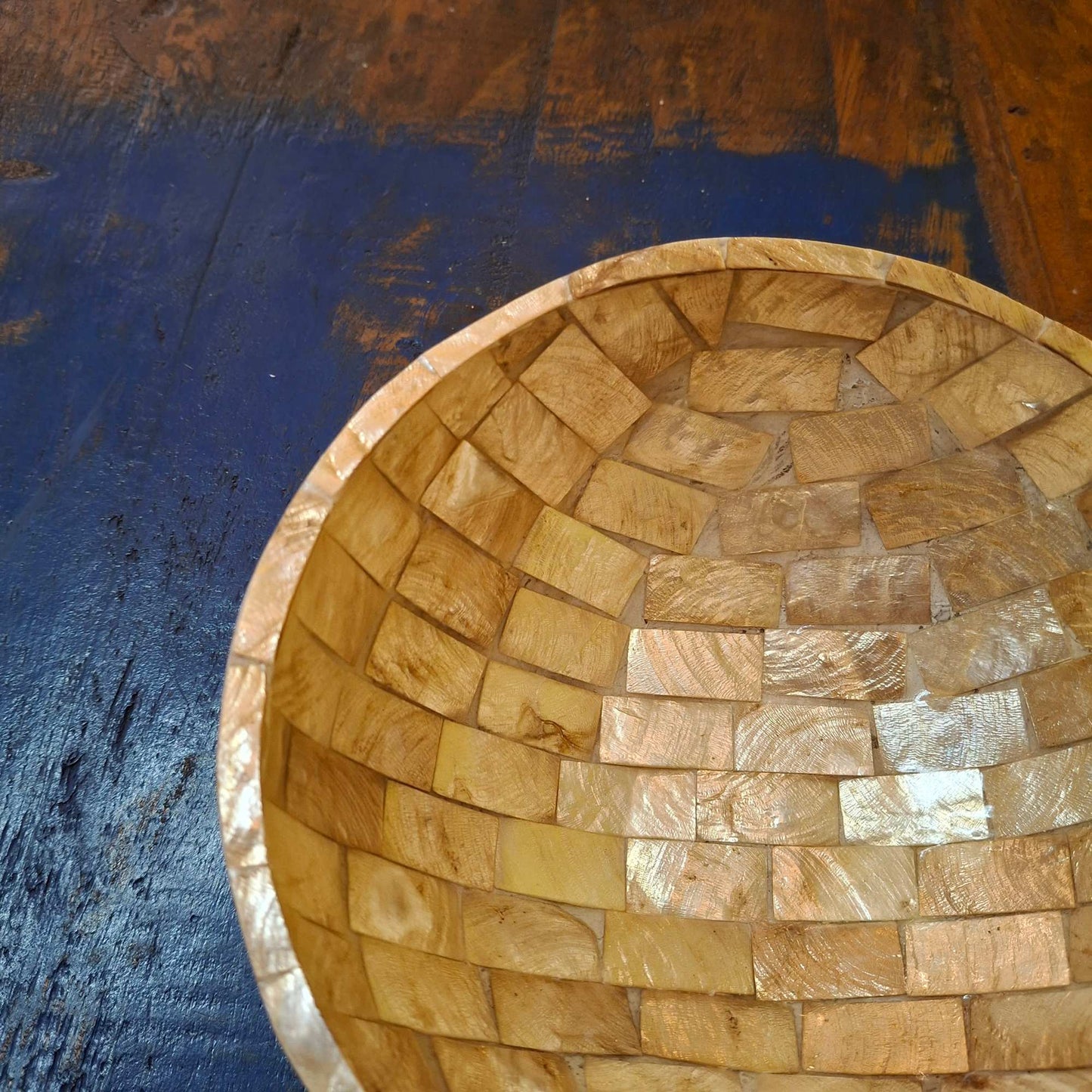 Coconut and mother of pearl mosaic bowl