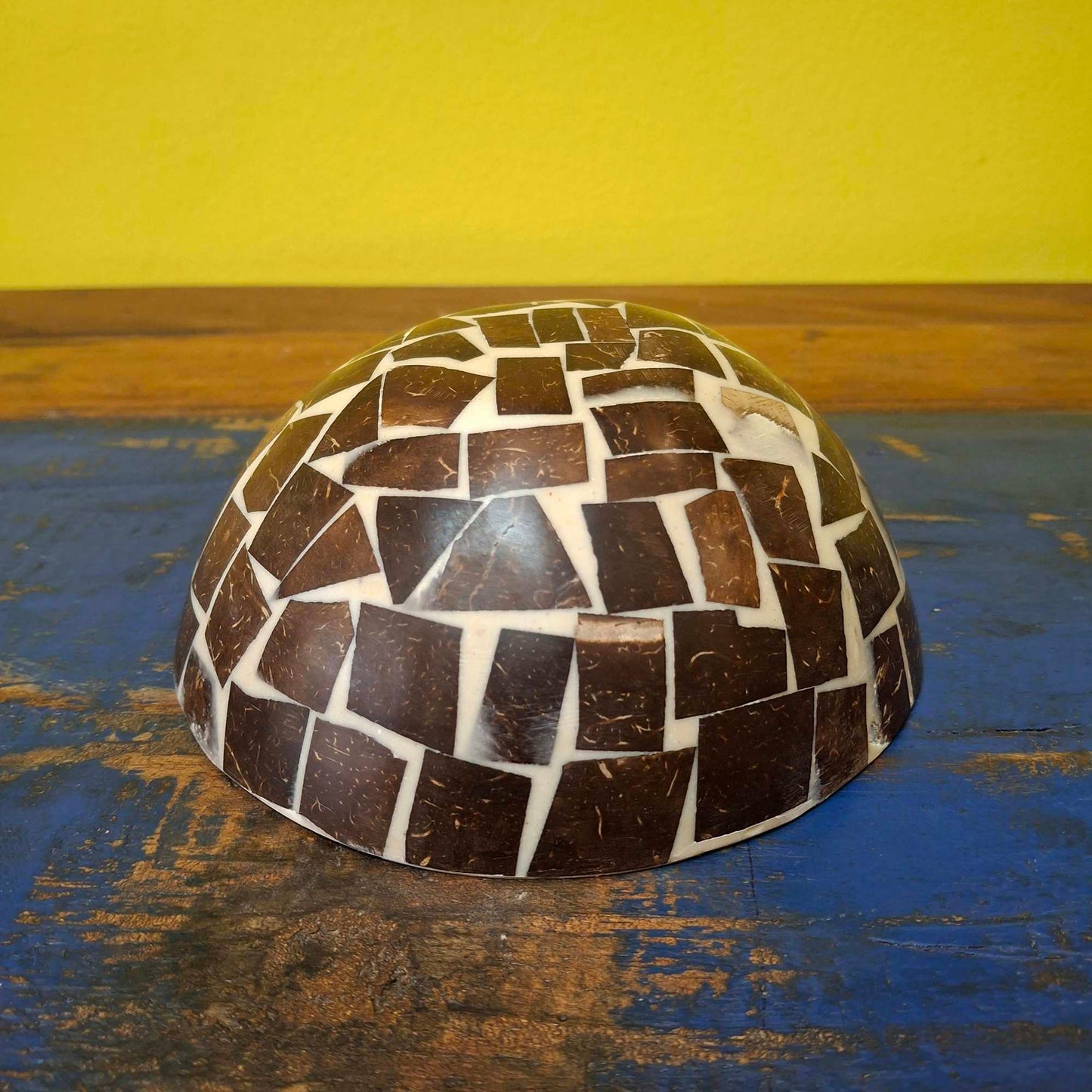 Coconut and mother of pearl mosaic bowl