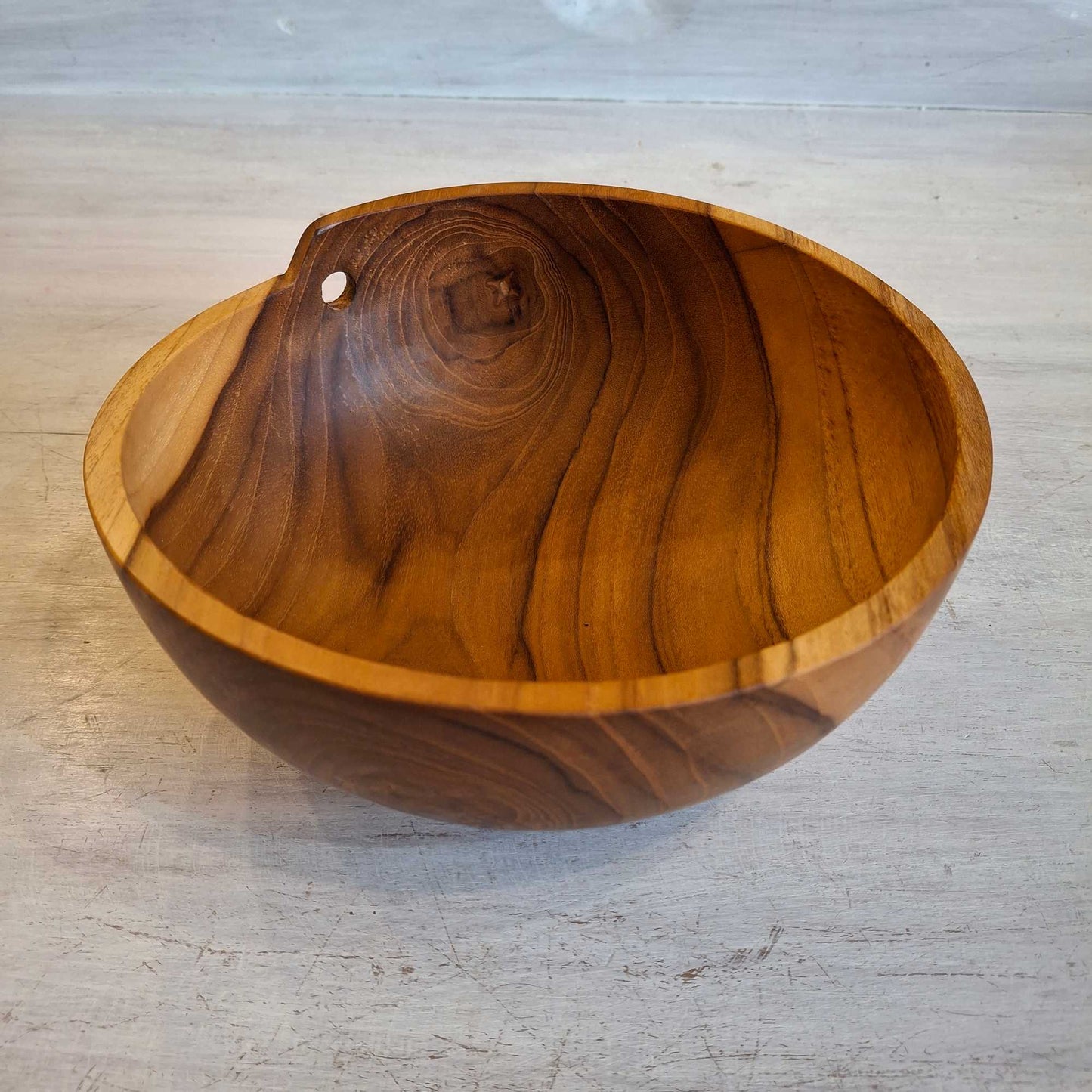 Ciotola in legno teak con bacchette cinesi
