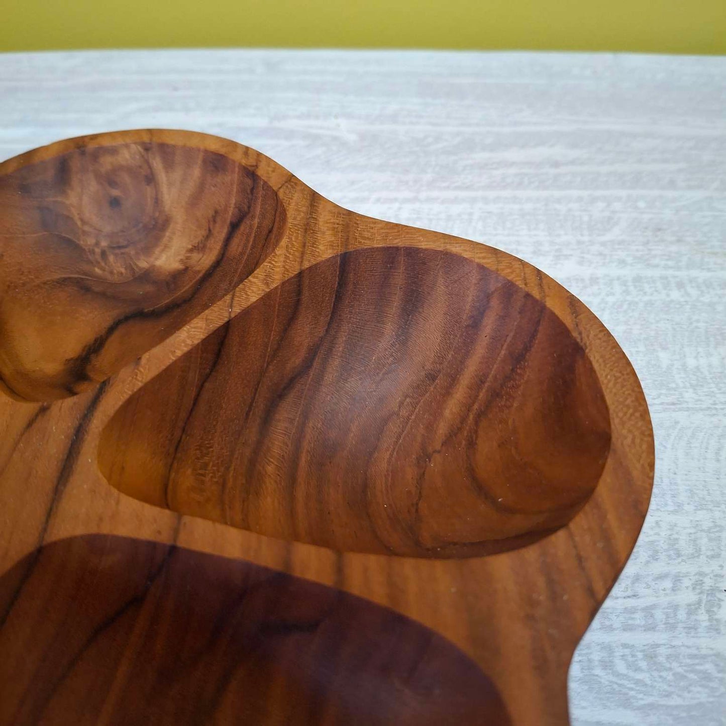 Teak wood appetizer tray empty pockets