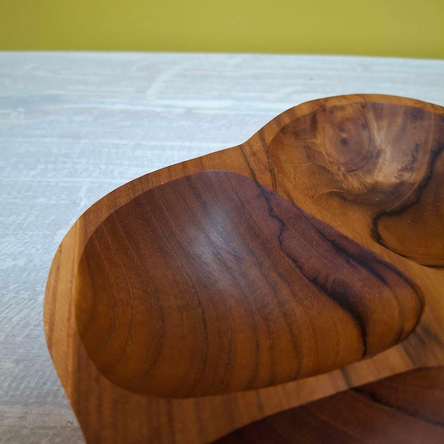 Teak wood appetizer tray empty pockets