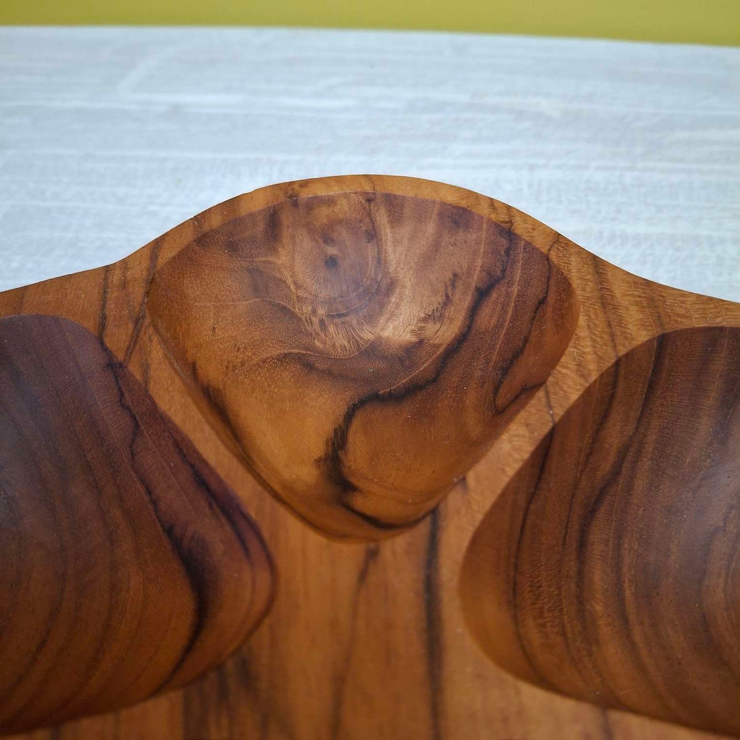 Teak wood appetizer tray empty pockets