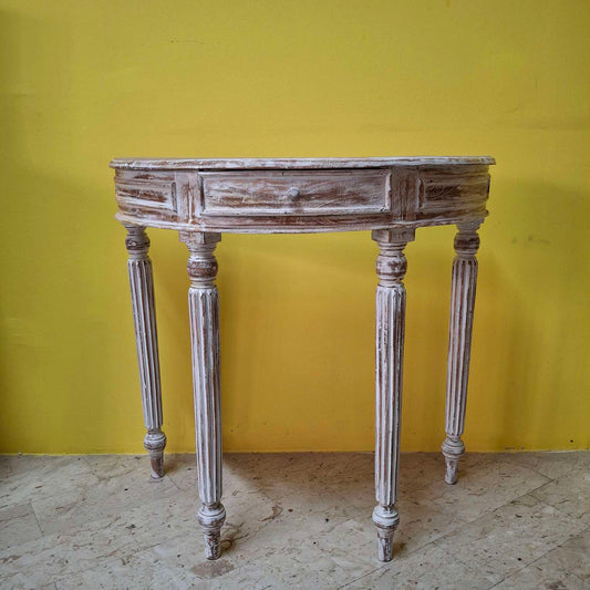 Consolle Legno Teak Mezzotondo Ingresso Shabby