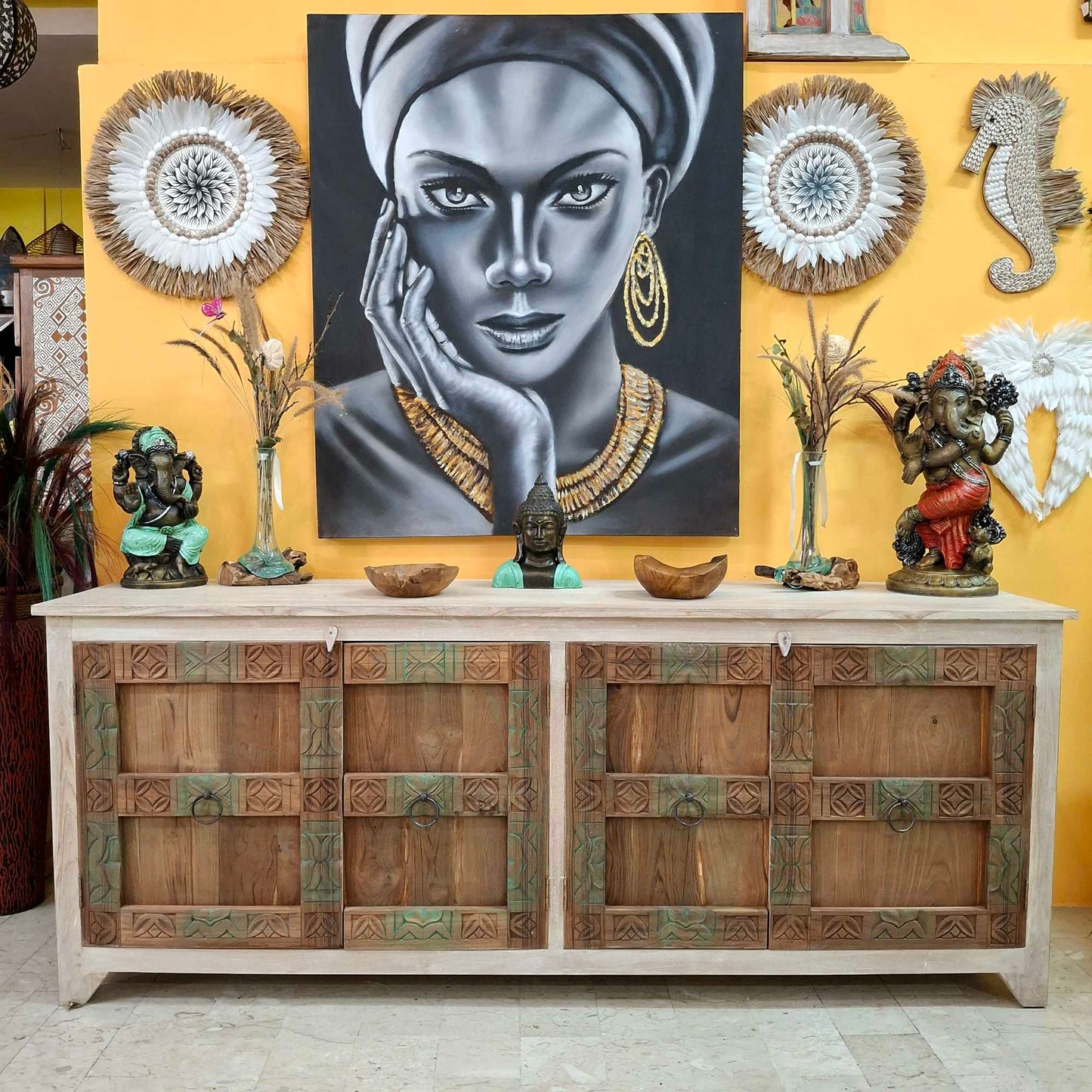 Credenza Bali in legno teak shabby chic
