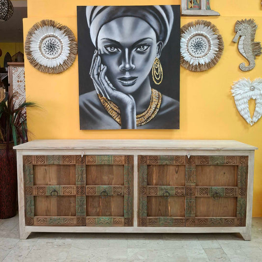 Credenza Bali In Legno Teak Madia Shabby Chic - ETNICBAY