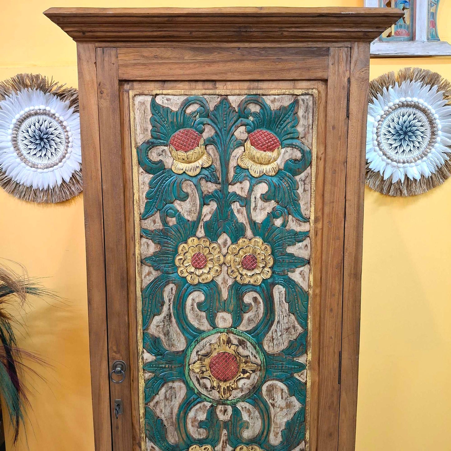 Credenza etnica a colonna armadio vintage in teak