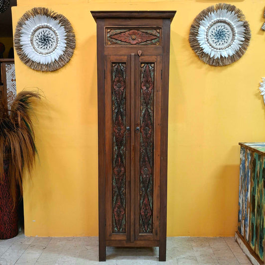 Credenza etnica armadio a colonna in legno teak