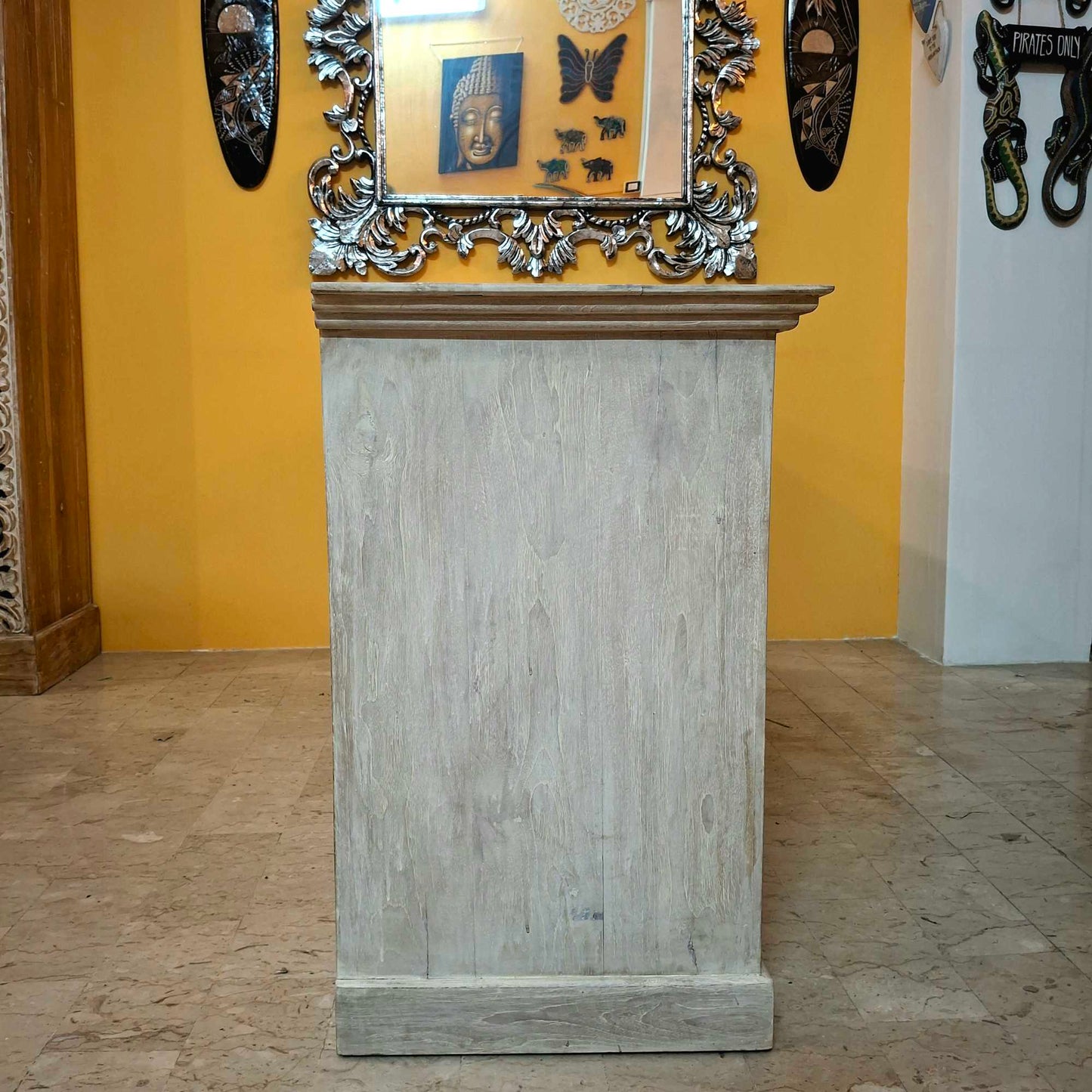 Credenza etnica intagliata legno teak mobile rustico