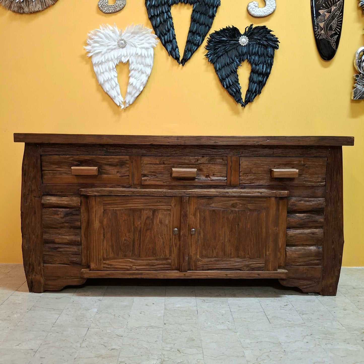 Credenza etnica linea Flintstones porta tv rustico