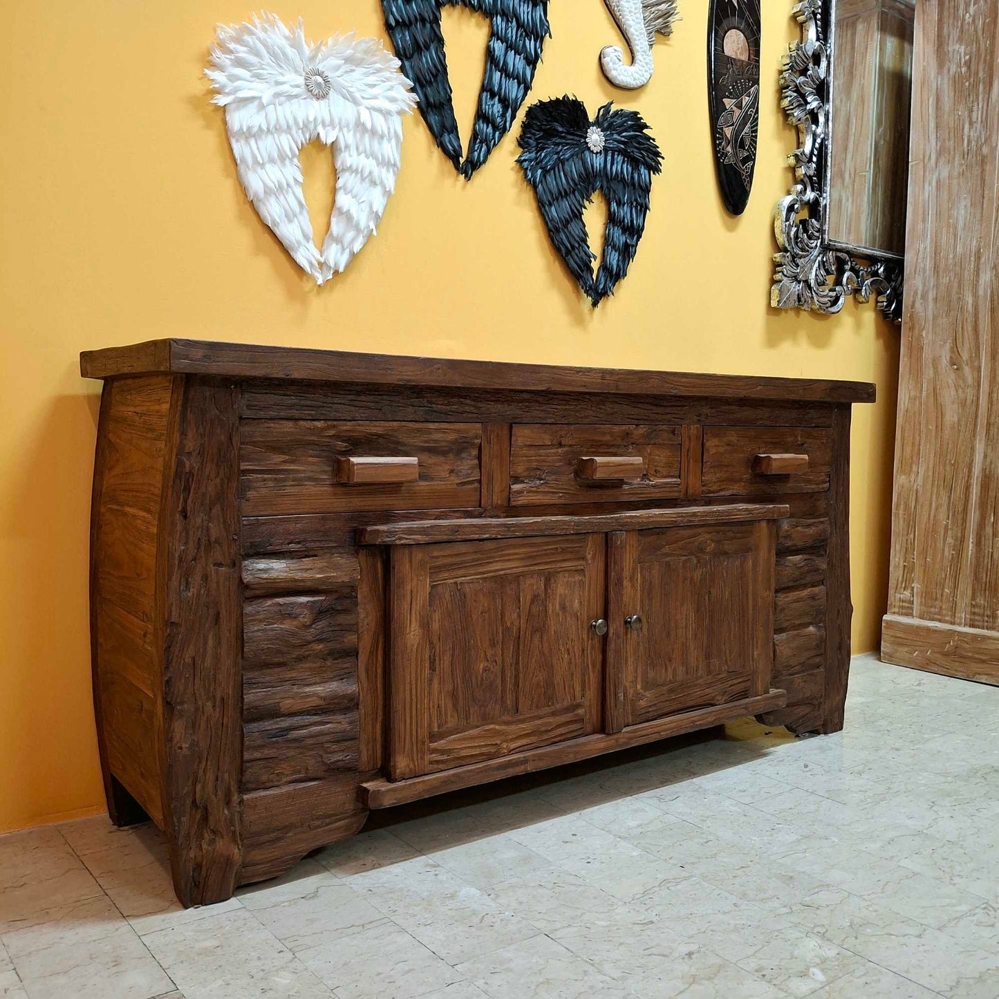Credenza etnica linea Flintstones porta tv rustico
