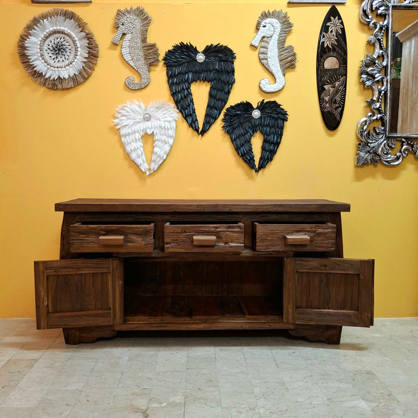 Credenza etnica linea Flintstones porta tv rustico