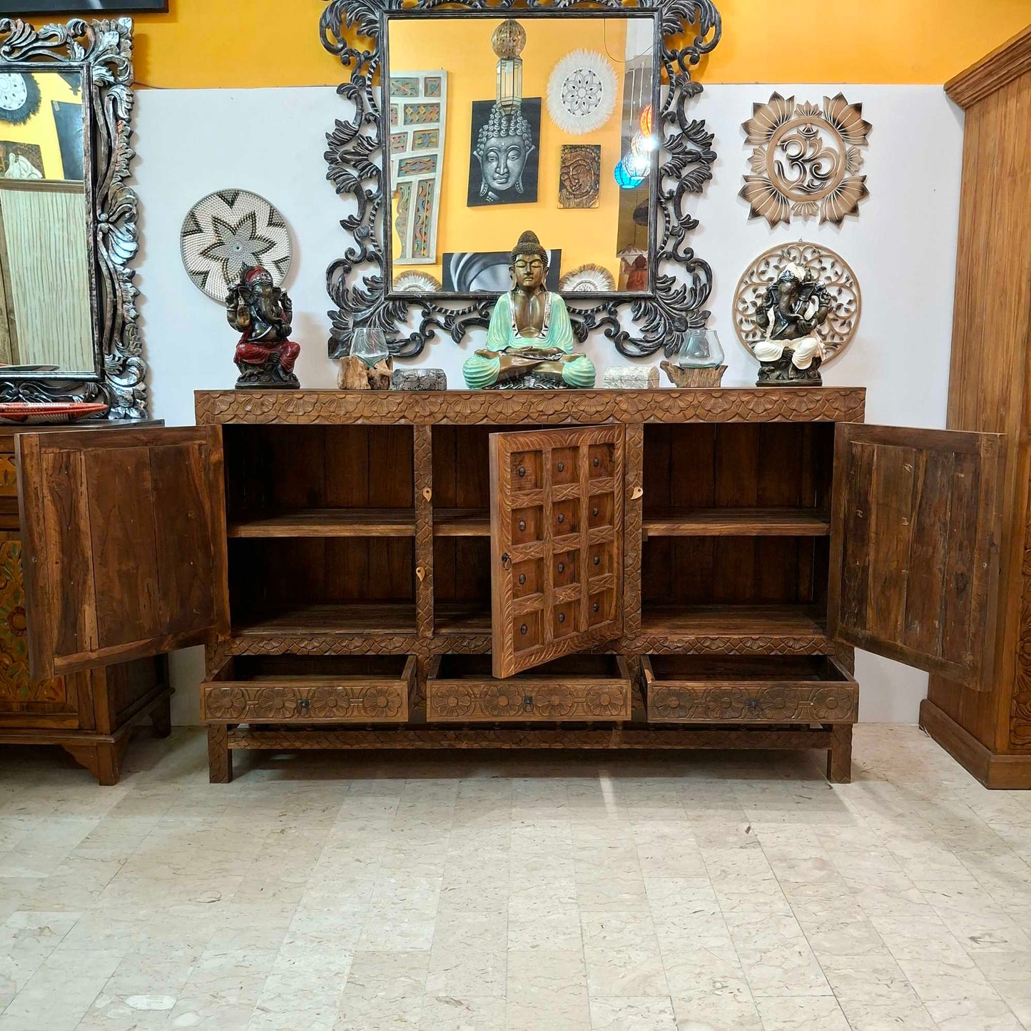 Credenza etnica mobile vintage buffet in teak