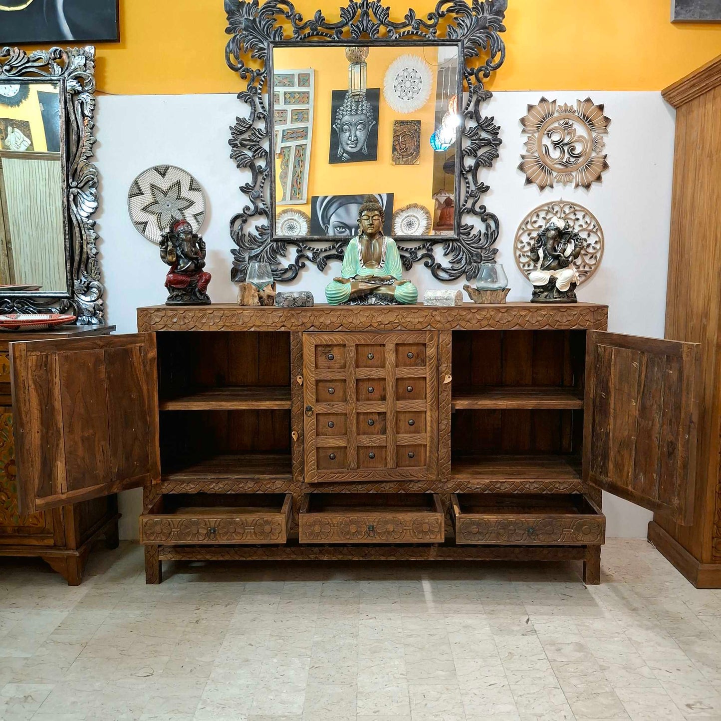 Credenza etnica mobile vintage buffet in teak