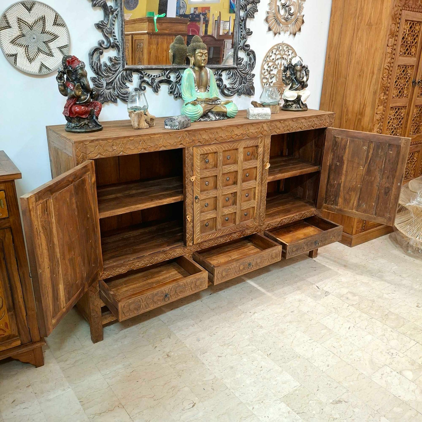 Credenza etnica mobile vintage buffet in teak