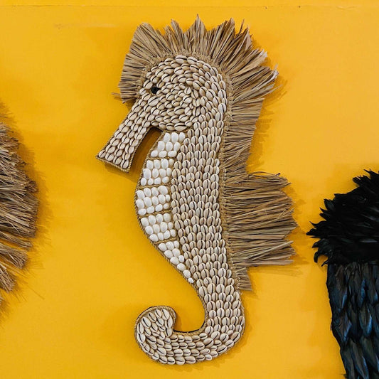 Decorazione da parete cavalluccio marino e conchiglie di mare