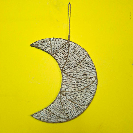 Decorazione da parete etnica luna e conchiglie di mare