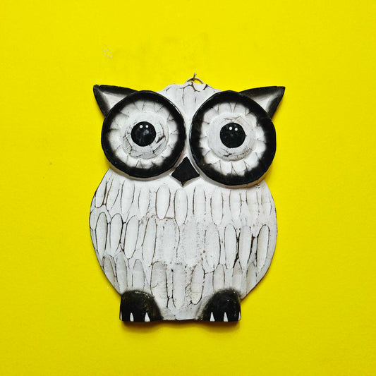 Decorazione da parete gufo in legno etnico