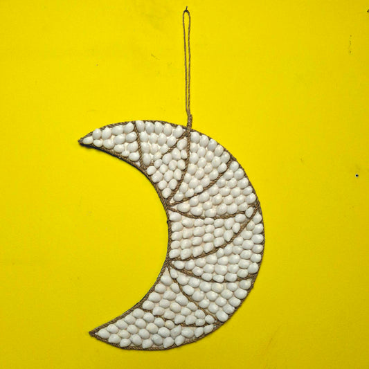 Decorazione etnica da parete luna e conchiglie di mare