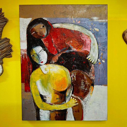 Dipinto etnico quadro maternità arte impressionismo