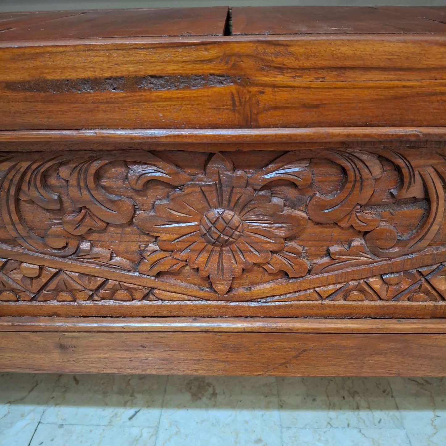 Ethnic sofa armchair with floral carvings
