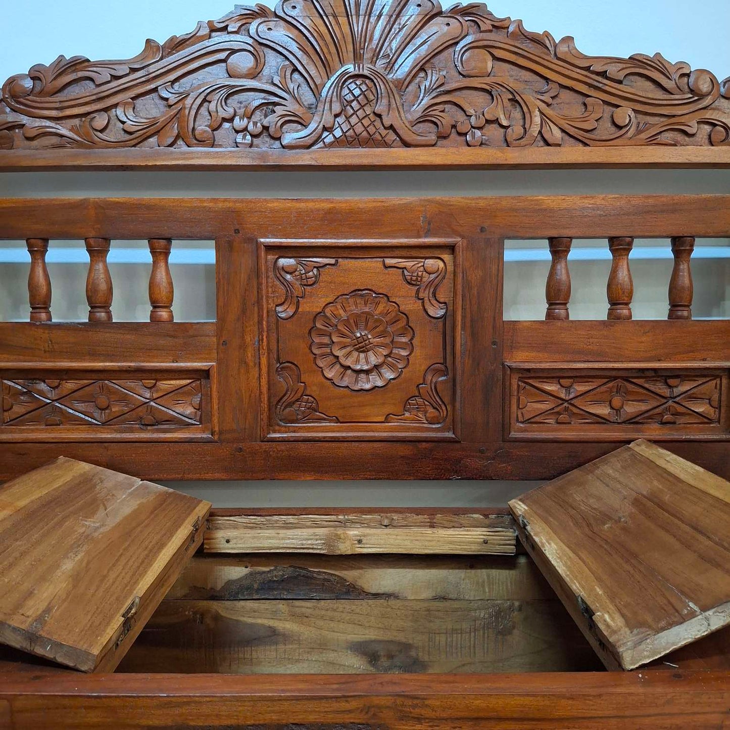 Ethnic sofa armchair with floral carvings