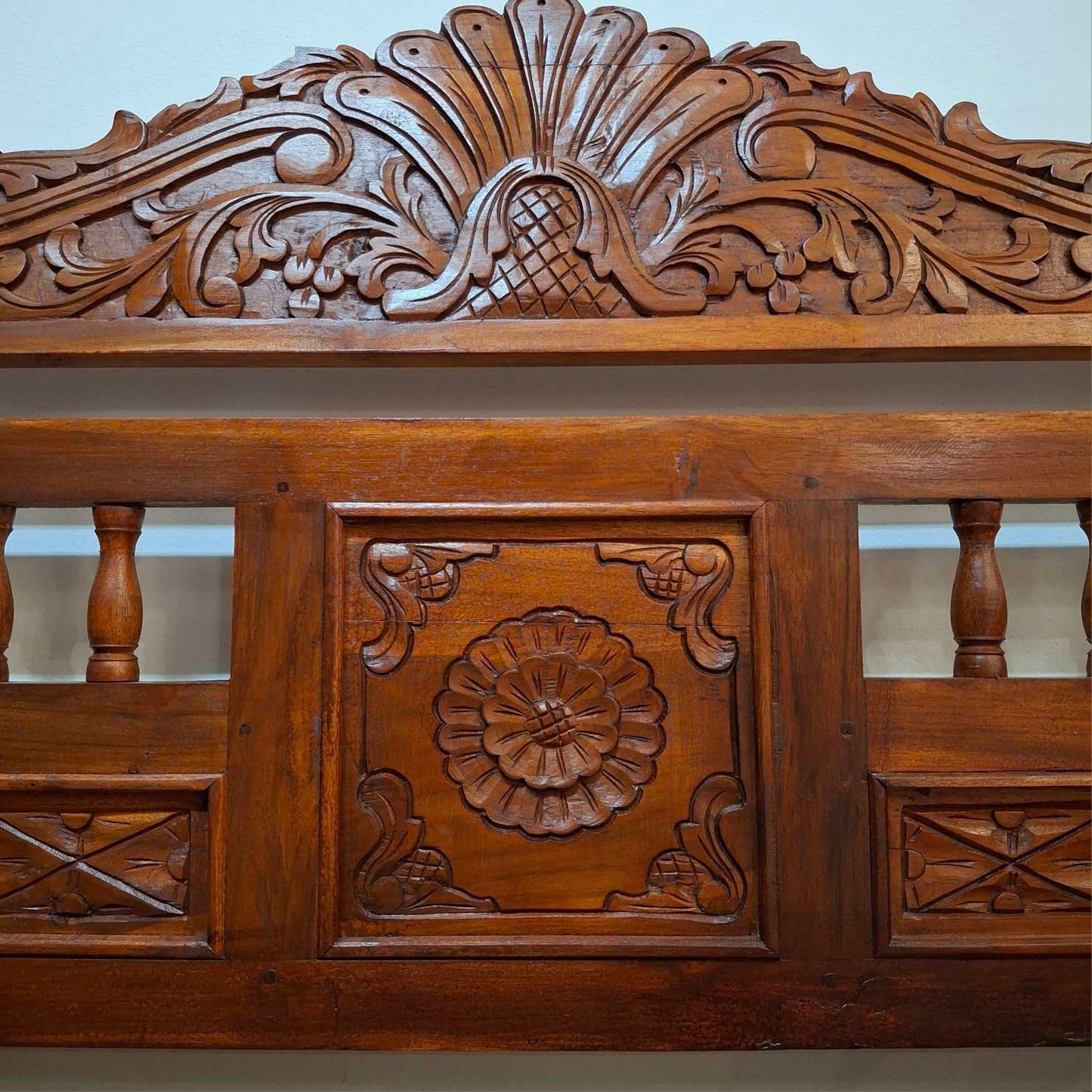 Ethnic sofa armchair with floral carvings