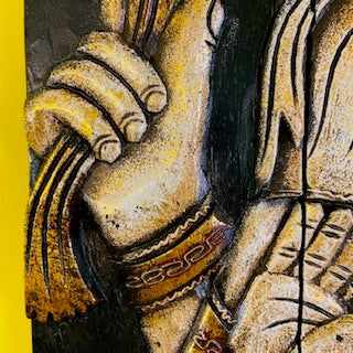Peinture Ganesh sur panneau de bois, décor ethnique