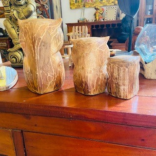 Gufi Set 3 Statuette Soprammobili Civetta Etnica