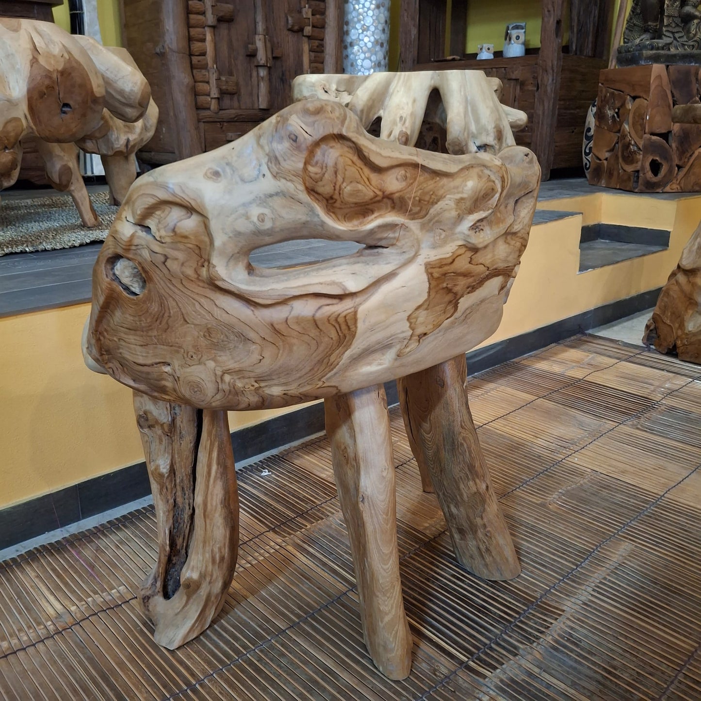 Panchina etnica radice di legno teak