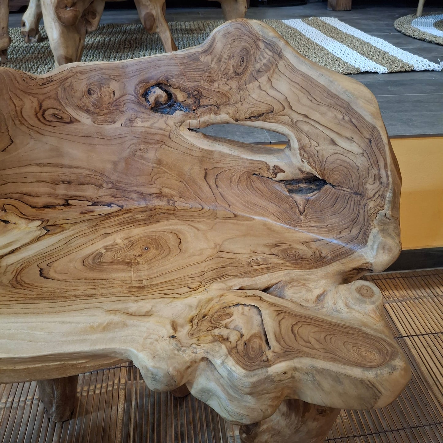 Panchina etnica radice di legno teak