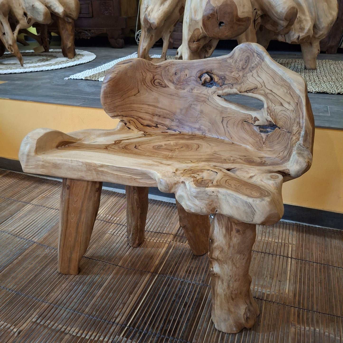 Panchina etnica radice di legno teak