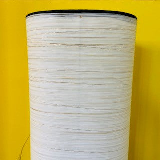 Ethnic floor lamp in white fabric and rush with black and gold finishes